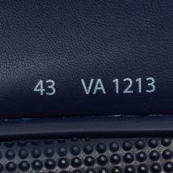 Pre Owned Givenchy Logo Print Debossed Size 43 Navy Blue Leather Flat Slide