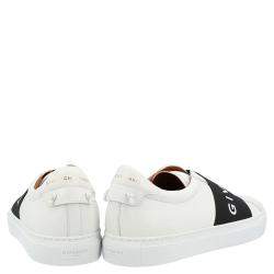 Pre Owned Givenchy White/Black Leather Urban Street Logo Slip On Sneakers Size 41