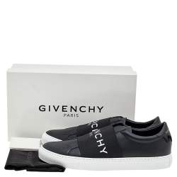 Givenchy Black/White Leather Urban Street Logo Slip On Sneakers Size 45