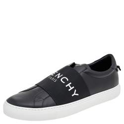 Givenchy Black/White Leather Urban Street Logo Slip On Sneakers Size 45