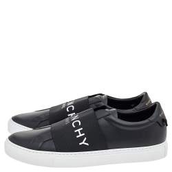 Givenchy Black/White Leather Urban Street Logo Slip On Sneakers Size 45