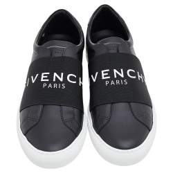 Givenchy Black/White Leather Urban Street Logo Slip On Sneakers Size 45