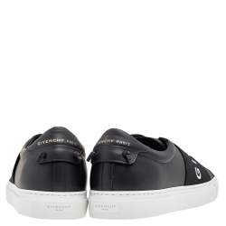 Givenchy Black/White Leather Urban Street Logo Slip On Sneakers Size 45