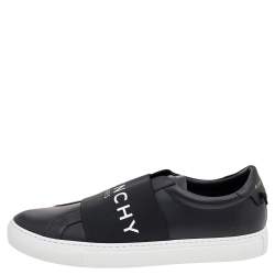 Givenchy Black/White Leather Urban Street Logo Slip On Sneakers Size 45