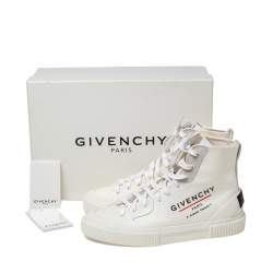 Givenchy White Logo Print Coated Canvas And Rubber Tennis Light High Top Sneakers Size 42