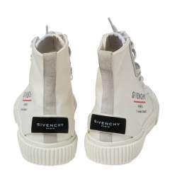 Givenchy White Logo Print Coated Canvas And Rubber Tennis Light High Top Sneakers Size 42