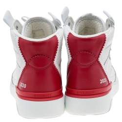 Pre Owned Givenchy White/Red Leather Wing High Top Sneakers Size 42