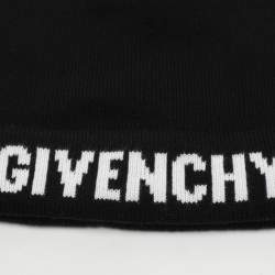Givenchy Black Star Logo Intarsia Knit Cashmere Beanie