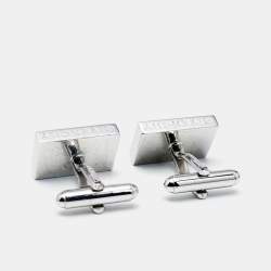 Givenchy Silver Tone Crystal Embedded Rectangle Cufflinks