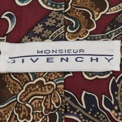 Givenchy Vintage Multicolor Floral Print Silk Traditional Tie 