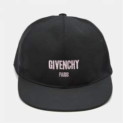 Pre Owned Givenchy Paris Black Logo Canvas Floral Embroidered Cap