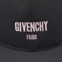 Pre Owned Givenchy Paris Black Logo Canvas Floral Embroidered Cap