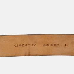 Pre Owned Givenchy Logo Plague L Belt Black Leather