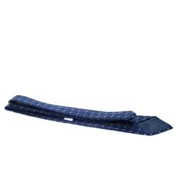 Pre Owned Givenchy Blue Chequered Jacquard Silk Tie