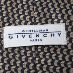 Givenchy Vintage Grey & Cream Jacquard Silk Tie