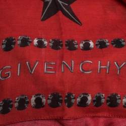 Givenchy Red Star Print Modal & Cotton Blend Square Scarf 