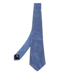 Givenchy Blue Striped Logo Silk Tie