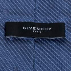 Givenchy Blue Striped Logo Silk Tie