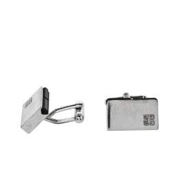 Givenchy Silver Tone Crystal Embedded Rectangle Cufflinks