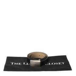 Pre Owned Givenchy Black Lizard Embossed Leather Plaque Logo Belt 100CM
