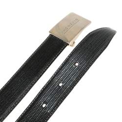 Pre Owned Givenchy Black Lizard Embossed Leather Plaque Logo Belt 100CM