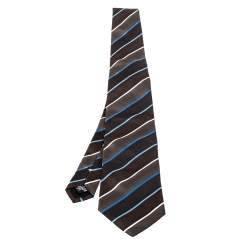 Givenchy Brown Diagonal Striped Silk Tie