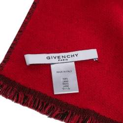 Pre Owned Givenchy Red & Black Striped Intarsia Wool Scarf