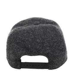 Pre Owned Givenchy Charcoal Grey Logo Embroidered Wool Baseball Cap 