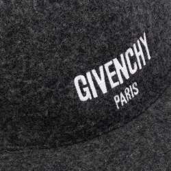 Pre Owned Givenchy Charcoal Grey Logo Embroidered Wool Baseball Cap 