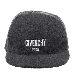 Pre Owned Givenchy Charcoal Grey Logo Embroidered Wool Baseball Cap 