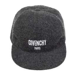 Pre Owned Givenchy Charcoal Grey Logo Embroidered Wool Baseball Cap 