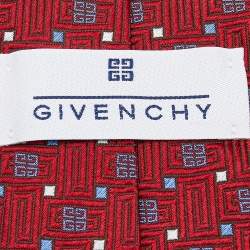 Givenchy Red GG Patterned Jacquard Silk Tie
