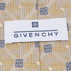 Givenchy Gold GG Patterned Jacquard Silk Tie