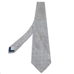 Givenchy Silver GG Patterned Jacquard Silk Tie