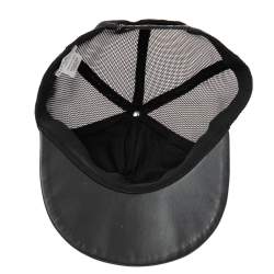 Pre Owned Givenchy Black Leather & Mesh Star Detail Baseball Cap S