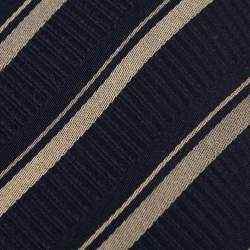 Givenchy Dark Blue & Gold Striped Silk Tie