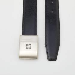Pre Owned Givenchy Black/Brown Leather Reversible Cut to Size Buckle Belt