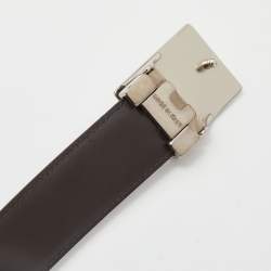 Pre Owned Givenchy Black/Brown Leather Reversible Cut to Size Buckle Belt