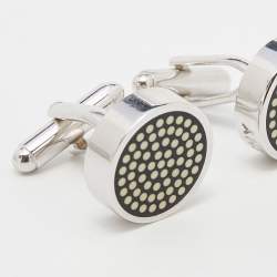 Givenchy Vintage Black Resin Dots Round Cufflinks