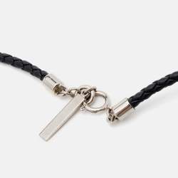 Givenchy Two Tone Shark Tooth Braided Leather Cord Necklace