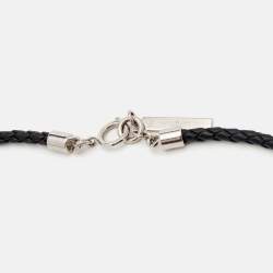 Givenchy Two Tone Shark Tooth Braided Leather Cord Necklace