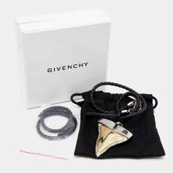Givenchy Two Tone Shark Tooth Braided Leather Cord Necklace