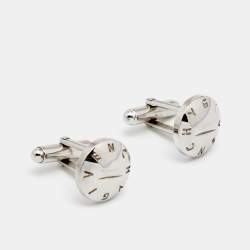 Givenchy Silver Tone Round Logo Cufflinks
