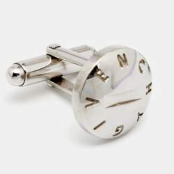 Givenchy Silver Tone Round Logo Cufflinks