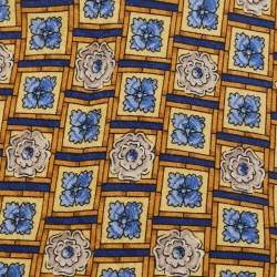 Givenchy Vintage Yellow & Blue Floral Motif Silk Tie
