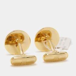 Givenchy Gold Tone Logo Round Cufflinks