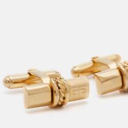 Givenchy Vintage Gold Tone Logo Bar Cufflinks