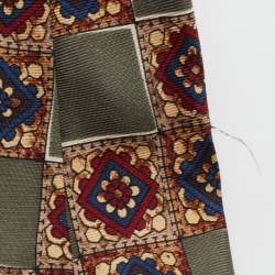 Givenchy Vintage Olive Green Check Motif Silk Tie