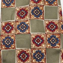 Givenchy Vintage Olive Green Check Motif Silk Tie