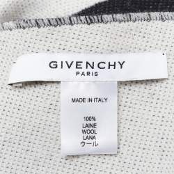 Givenchy White & Black Star Striped Wool Reversible Scarf